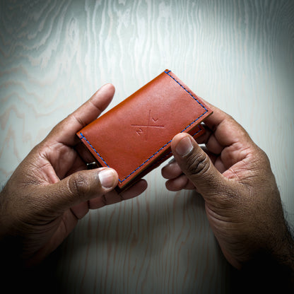 Slim Leather Wallet in Cognac leather handmade in Canada