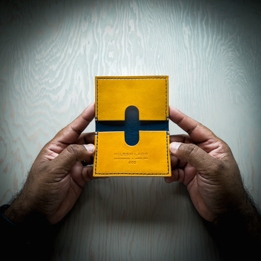 Slim Leather Wallet in yellow leather handmade in Canada