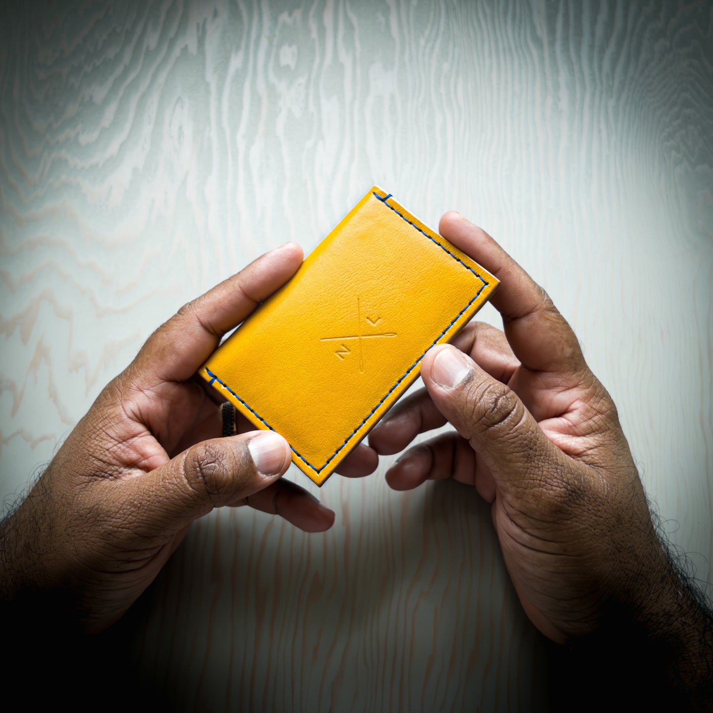 Slim Leather Wallet in yellow leather handmade in Canada