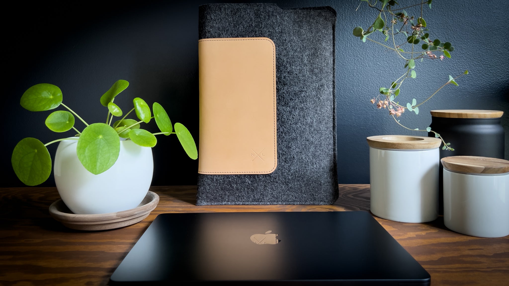 MacBook Air Sleeve Handcrafted from Vegetable Tanned Leather and Merino Wool Felt