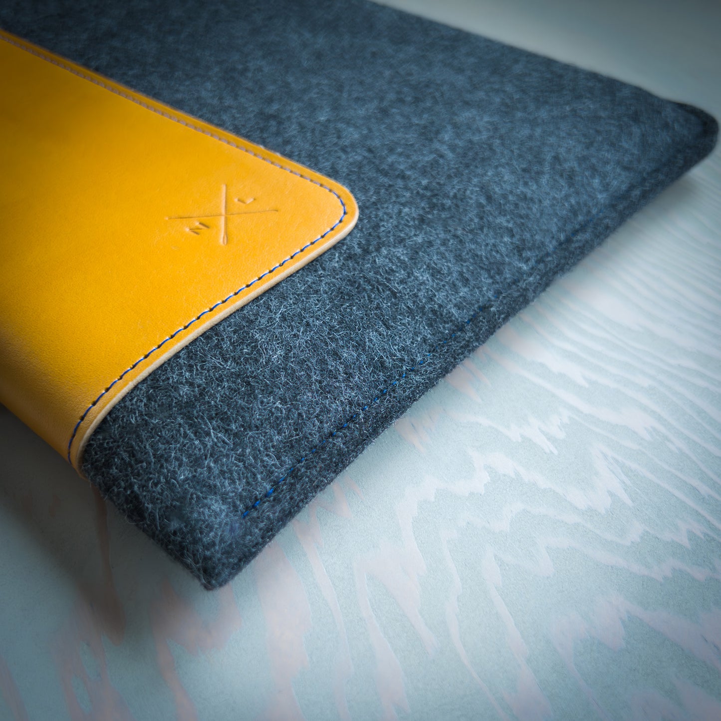 iPad Sleeve in Yellow Leather and Wool Felt Handmade in Canada