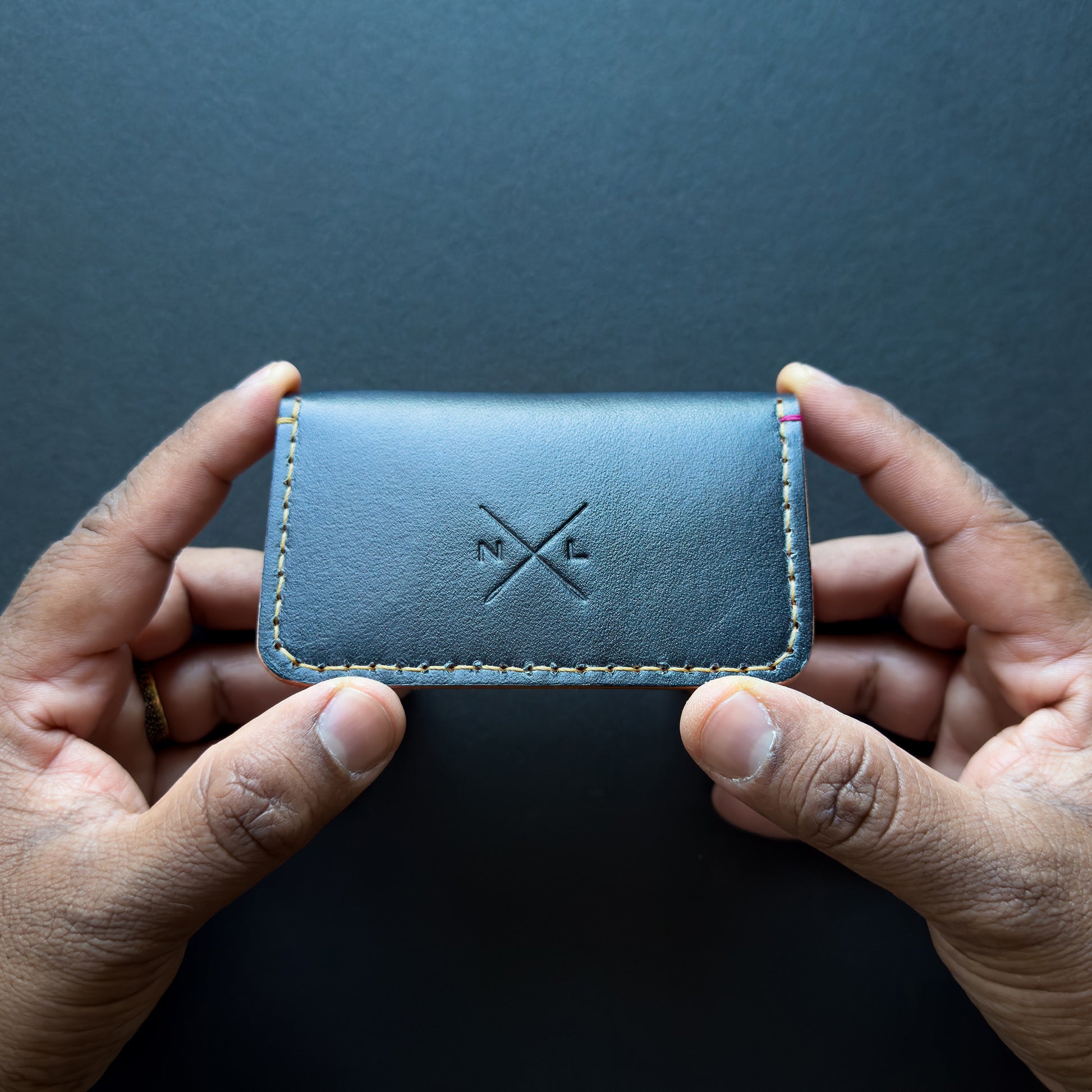 Minimalist Slim Leather Wallet Handmade in Canada Black Leather