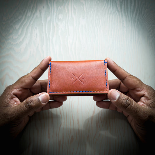 Slim Leather Wallet in Cognac leather handmade in Canada