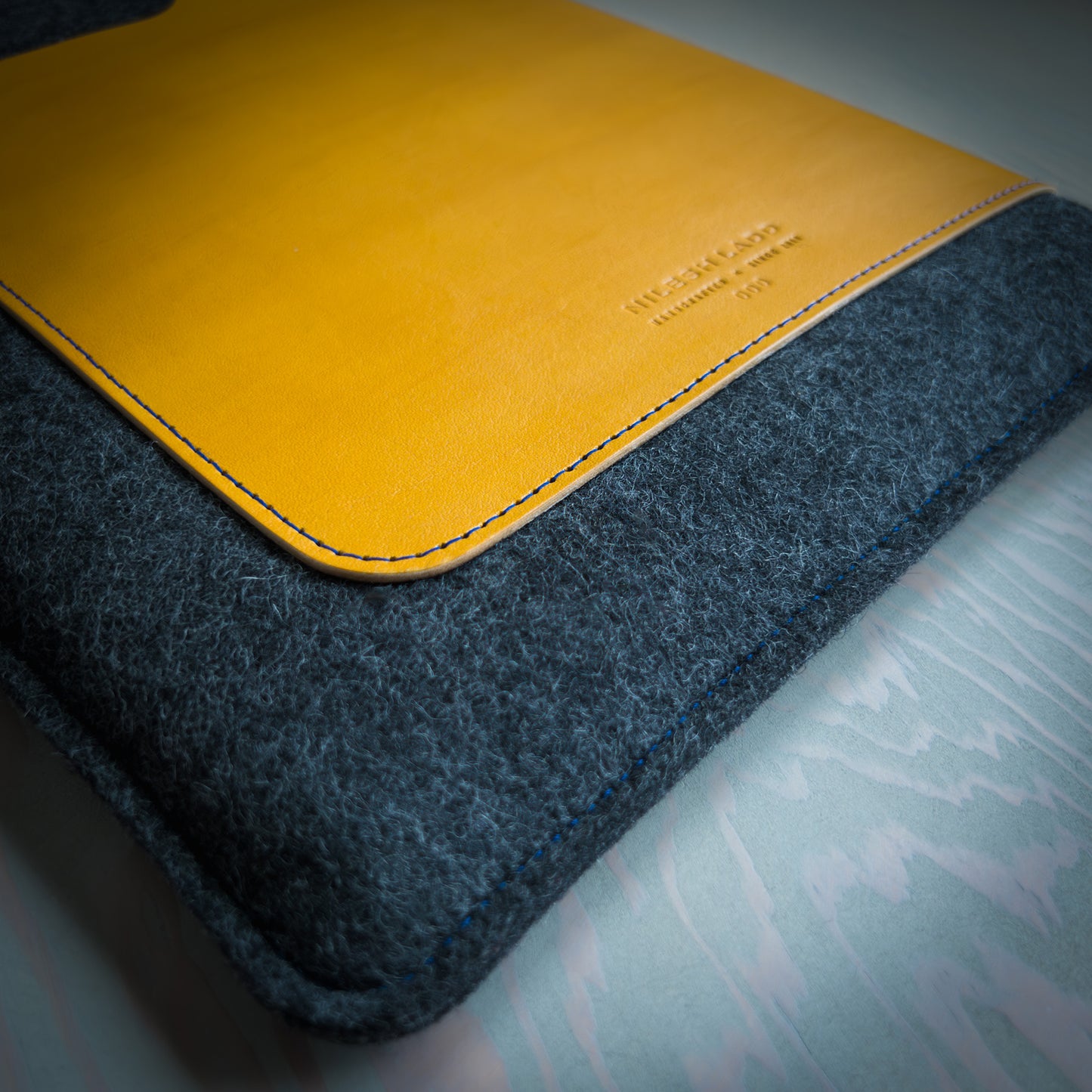 iPad Pro Sleeve in Yellow Leather and Wool Felt Handmade in Canada